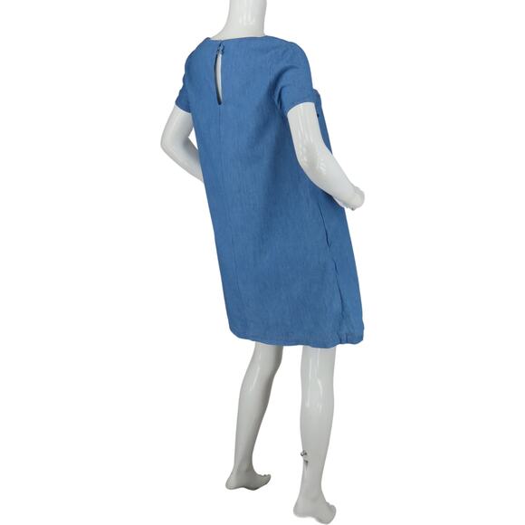 ModCloth Floral Embroidered Chambray Boho Mini Shift Dress L - Picture 4 of 7